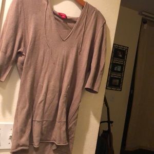 Brown Flowy Short Sleeves With Hood